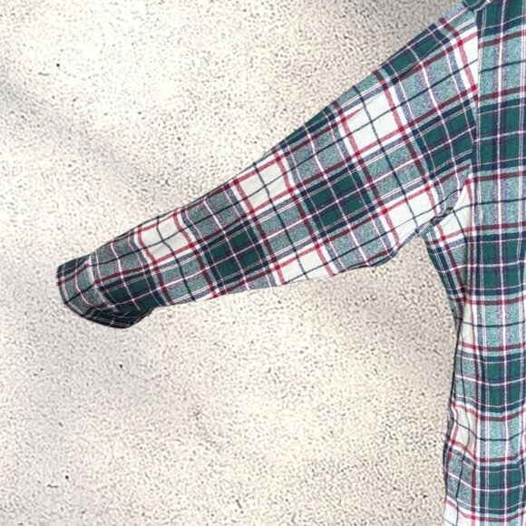 Vintage Pendelton Green/Cream Flannel Shirt with Suede Elbow Patches Size XL - Picture 2 of 13